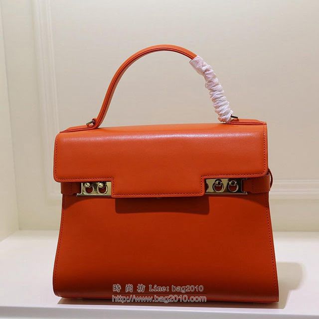 DELVAUX女包 Delvaux Tempete系列 原版牛皮 中號 德爾沃女手提包 手拎包 手腕包 TP0028橙紅色  fcs1403